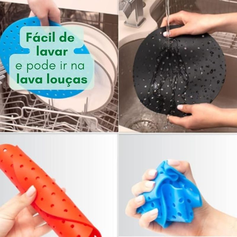 Tapete Protetor Redondo de Silicone para Air Fryer