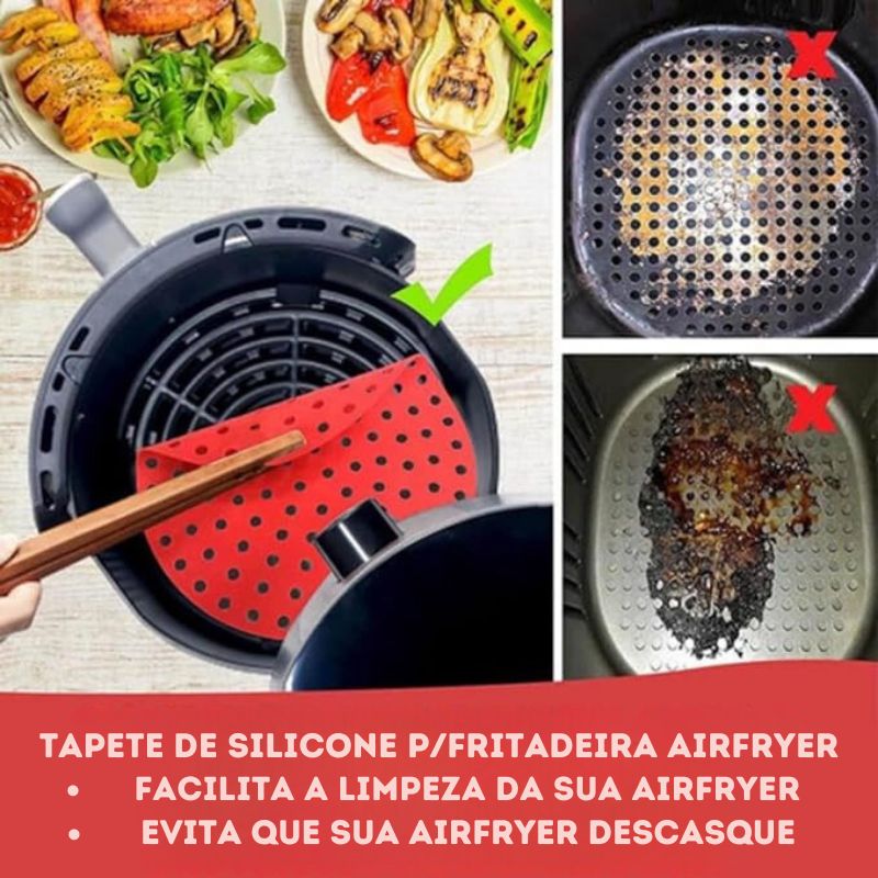 Tapete Protetor Redondo de Silicone para Air Fryer