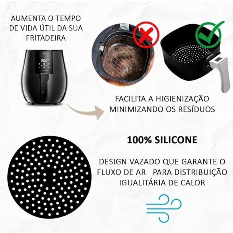 Tapete Protetor Redondo de Silicone para Air Fryer