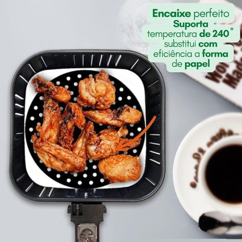 Tapete Protetor Redondo de Silicone para Air Fryer